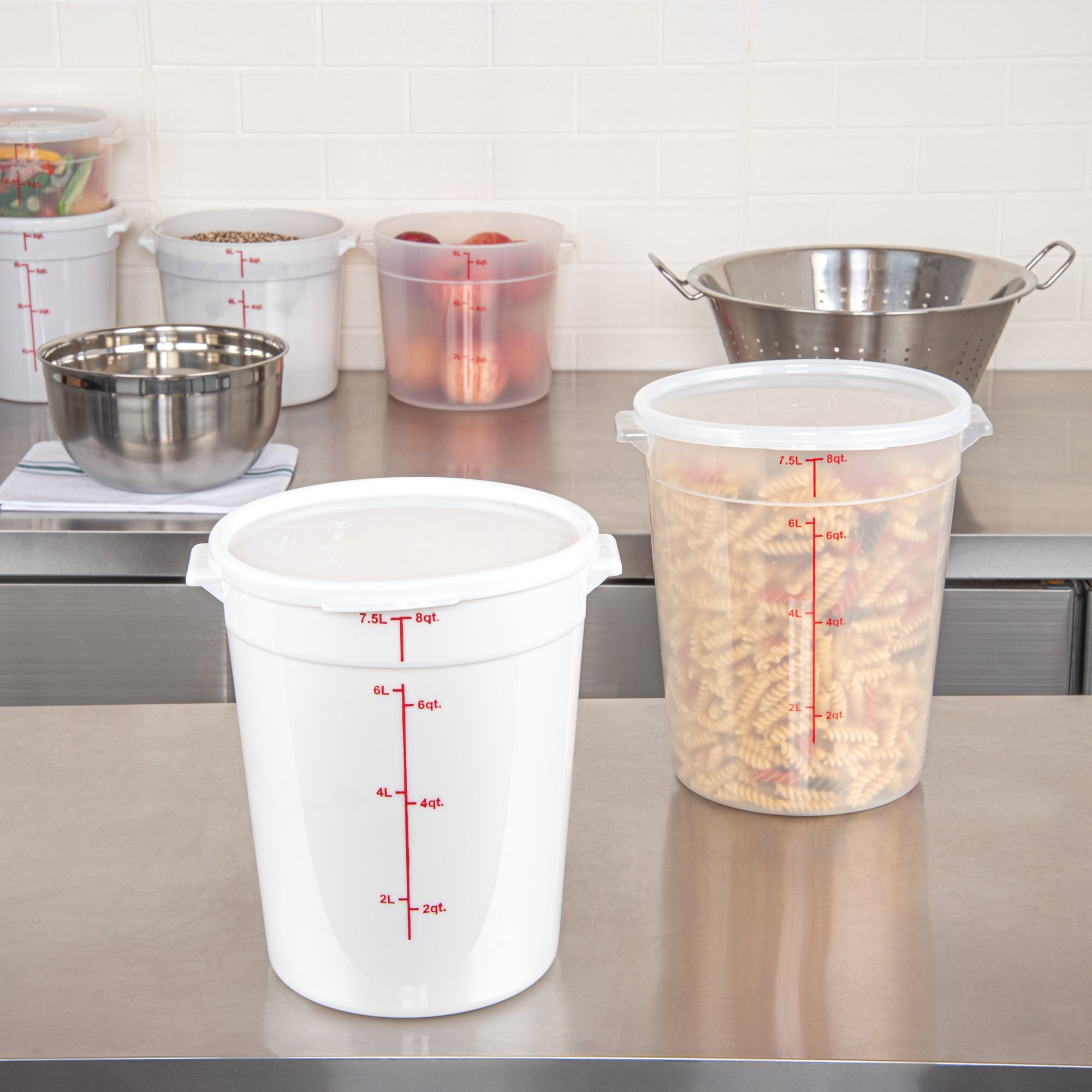 Met Lux Round White Plastic Food Storage Container Lid - Fits 6 and 8 qt - 1 count box