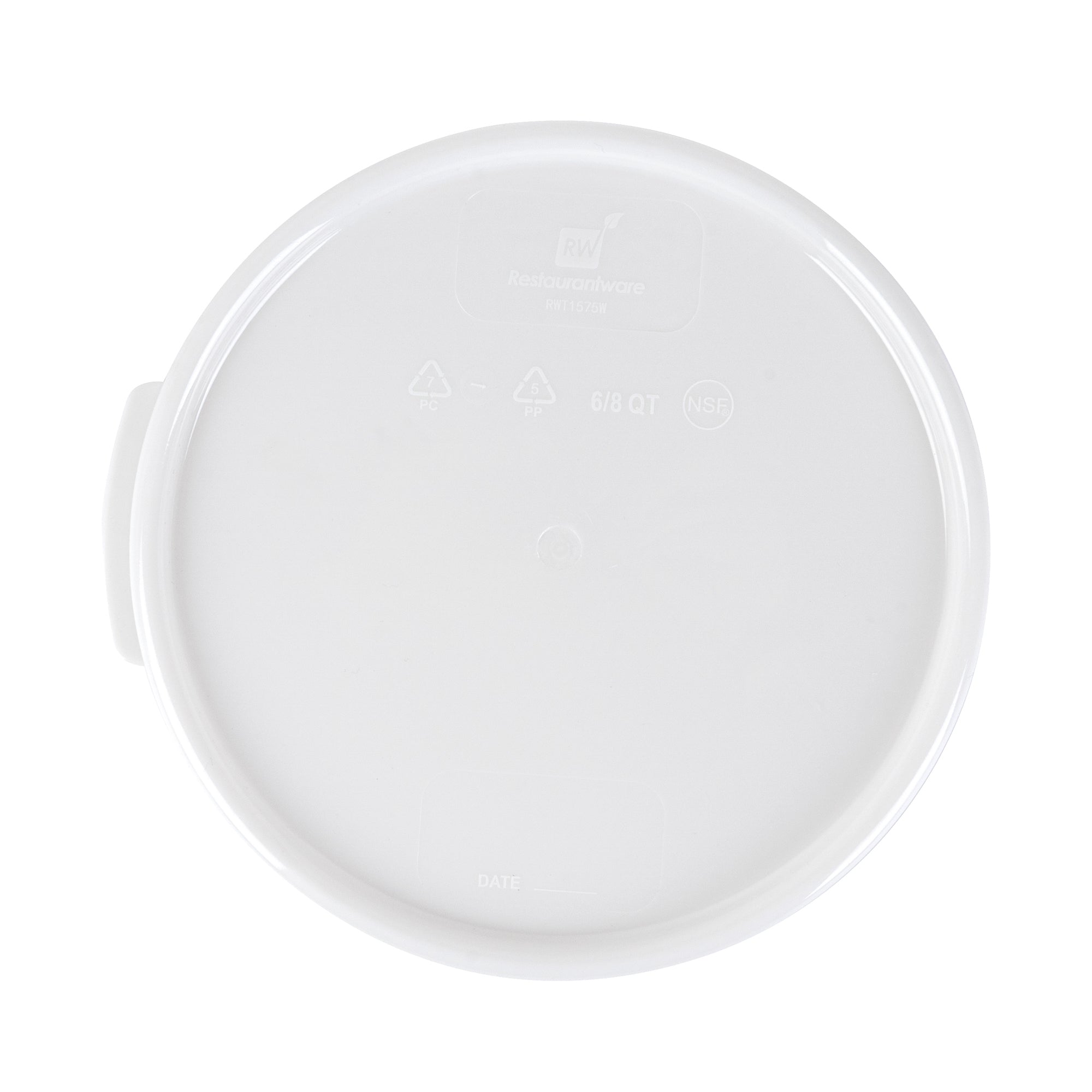 Met Lux Round White Plastic Food Storage Container Lid - Fits 6 and 8 qt - 10 count box