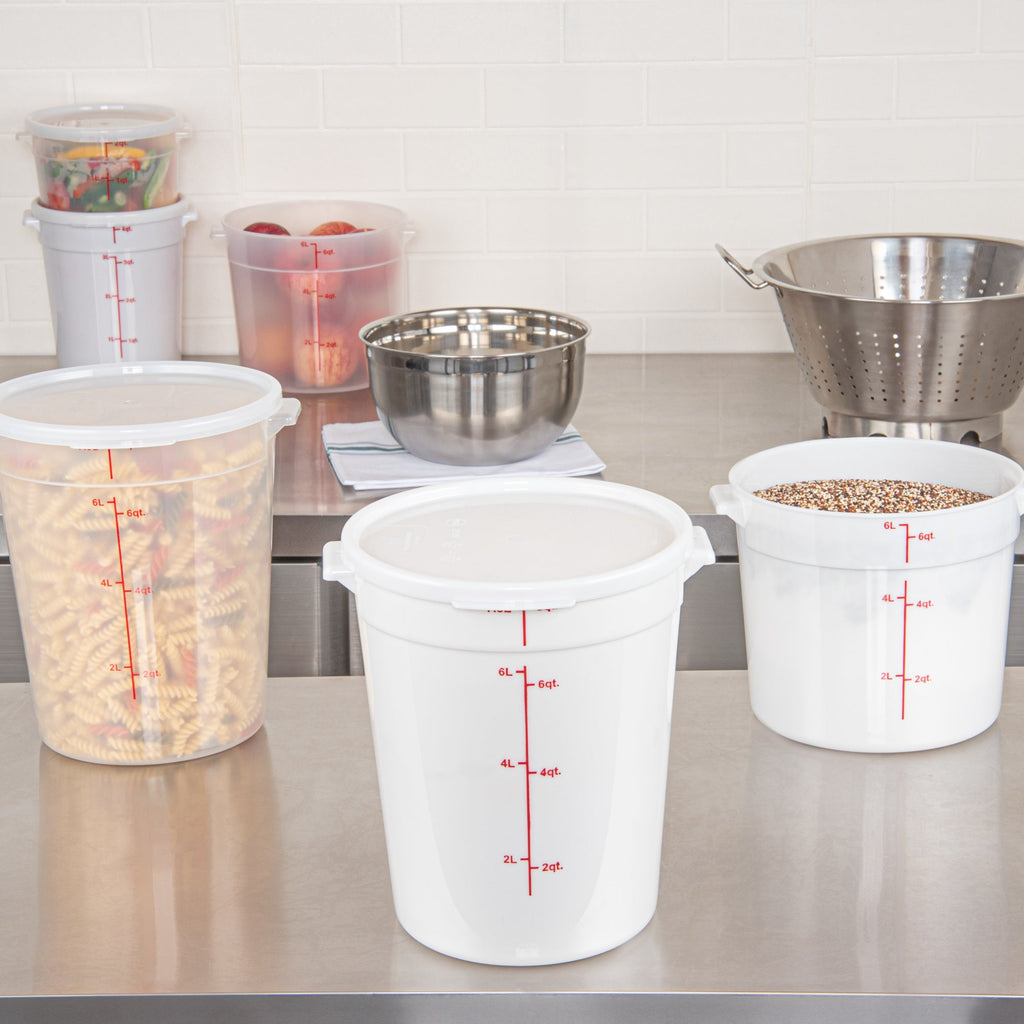Met Lux Round White Plastic Food Storage Container Lid - Fits 6 and 8 qt - 10 count box