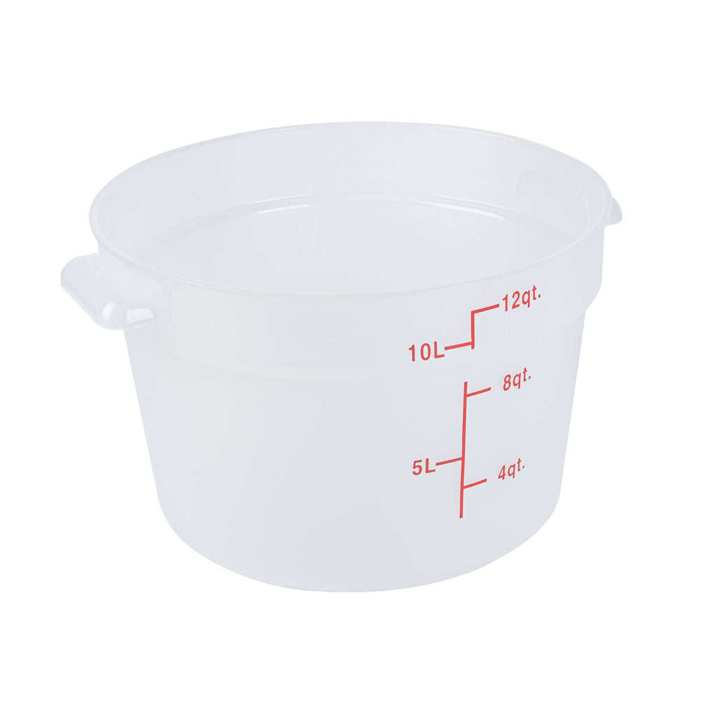 Met Lux 12 qt Round Translucent Plastic Food Storage Container - with Red Volume Markers - 12 1/4" x 12 1/4" x 8" - 1 count box