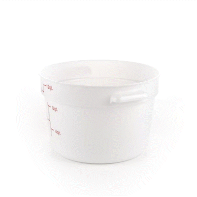 Met Lux 12 qt Round White Plastic Food Storage Container - with Red Volume Markers - 12 1/4" x 12 1/4" x 8" - 10 count box
