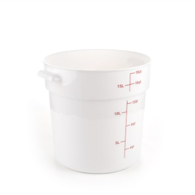 Met Lux 18 qt Round White Plastic Food Storage Container - with Red Volume Markers - 12 1/4" x 12 1/4" x 12" - 10 count box