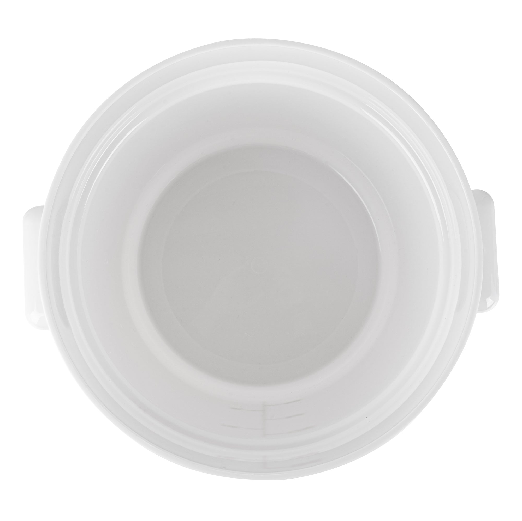 Met Lux 18 qt Round White Plastic Food Storage Container - with Red Volume Markers - 12 1/4" x 12 1/4" x 12" - 10 count box