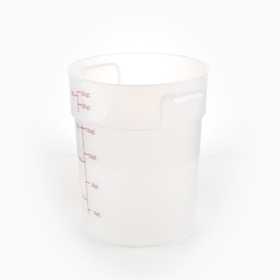 Met Lux 22 qt Round Translucent Plastic Food Storage Container - with Red Volume Markers - 12 1/4" x 12 1/4" x 15" - 1 count box