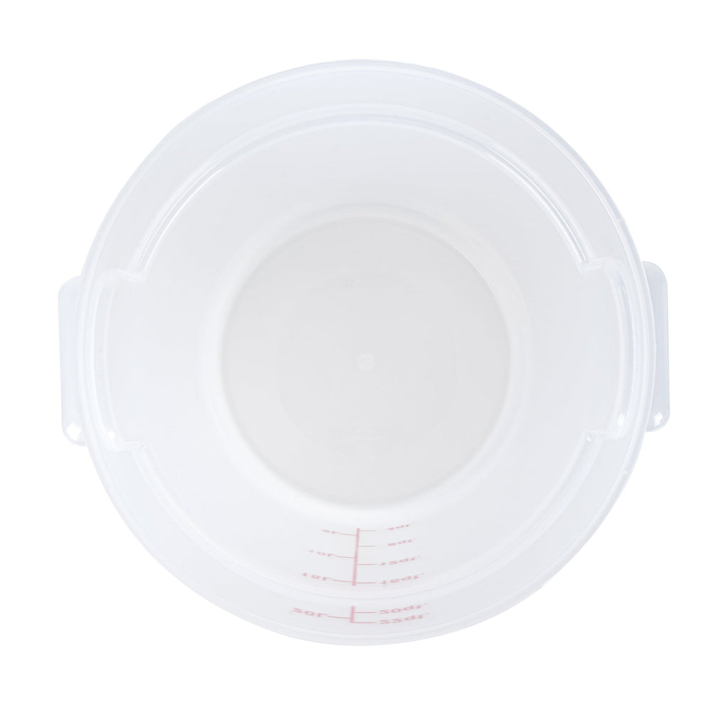 Met Lux 22 qt Round Translucent Plastic Food Storage Container - with Red Volume Markers - 12 1/4" x 12 1/4" x 15" - 1 count box