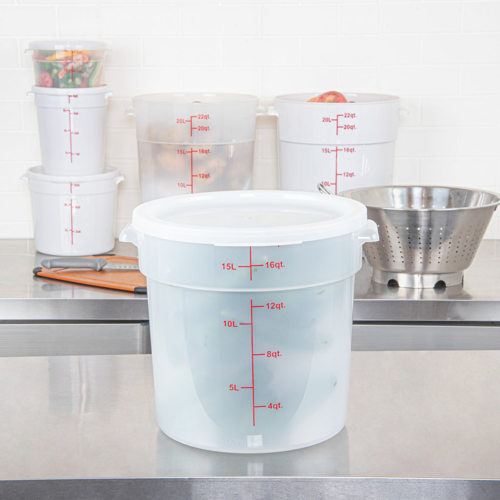 Met Lux Round Translucent Plastic Food Storage Container Lid - Fits 12, 18 and 22 qt - 10 count box