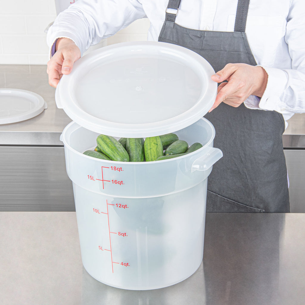 Met Lux Round Translucent Plastic Food Storage Container Lid - Fits 12, 18 and 22 qt - 10 count box