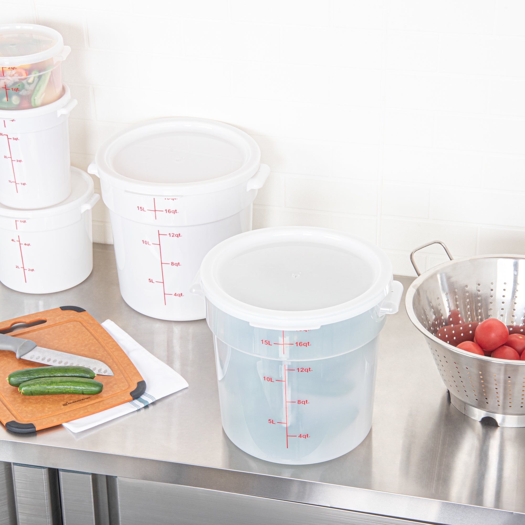Met Lux Round Translucent Plastic Food Storage Container Lid - Fits 12, 18 and 22 qt - 10 count box