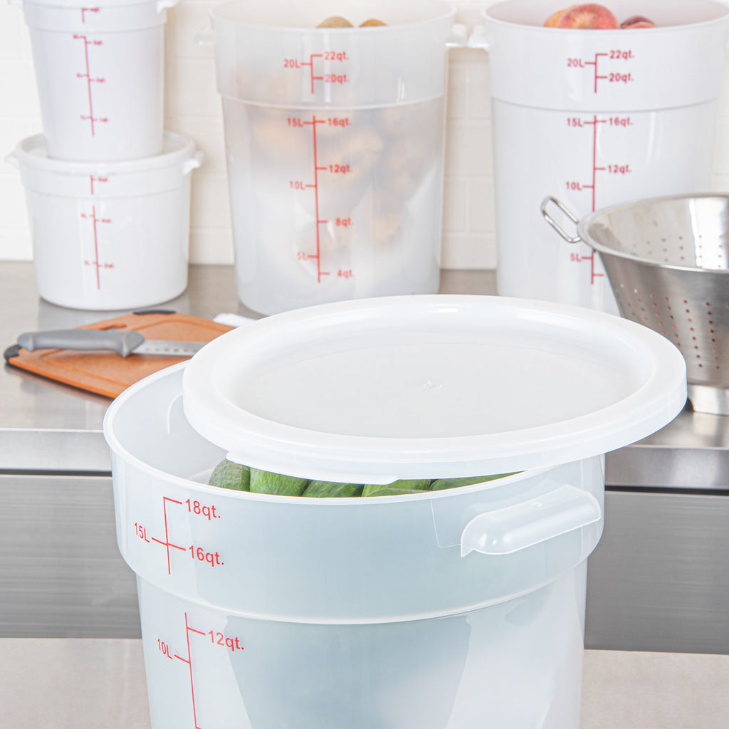 Met Lux Round Translucent Plastic Food Storage Container Lid - Fits 12, 18 and 22 qt - 10 count box