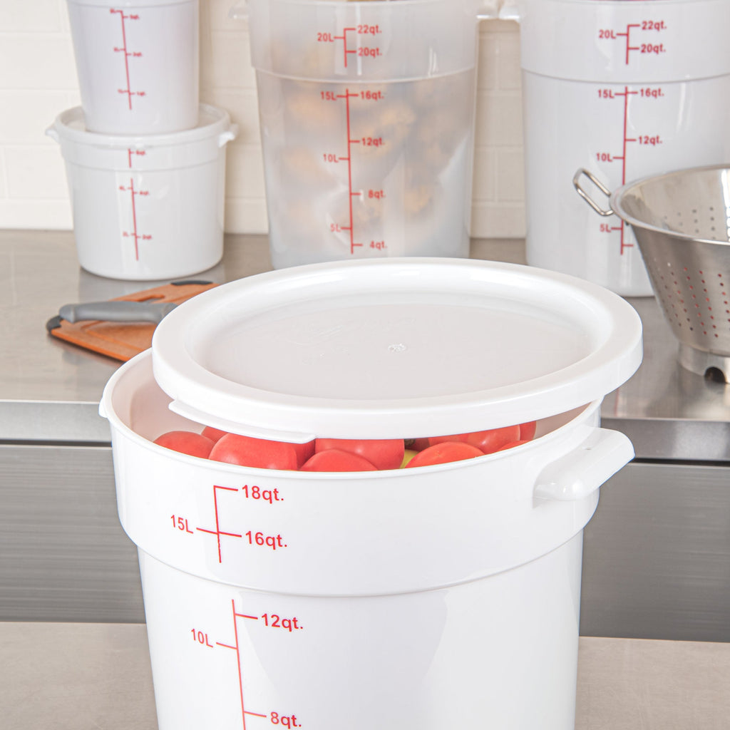 Met Lux Round White Plastic Food Storage Container Lid - Fits 12, 18 and 22 qt - 1 count box