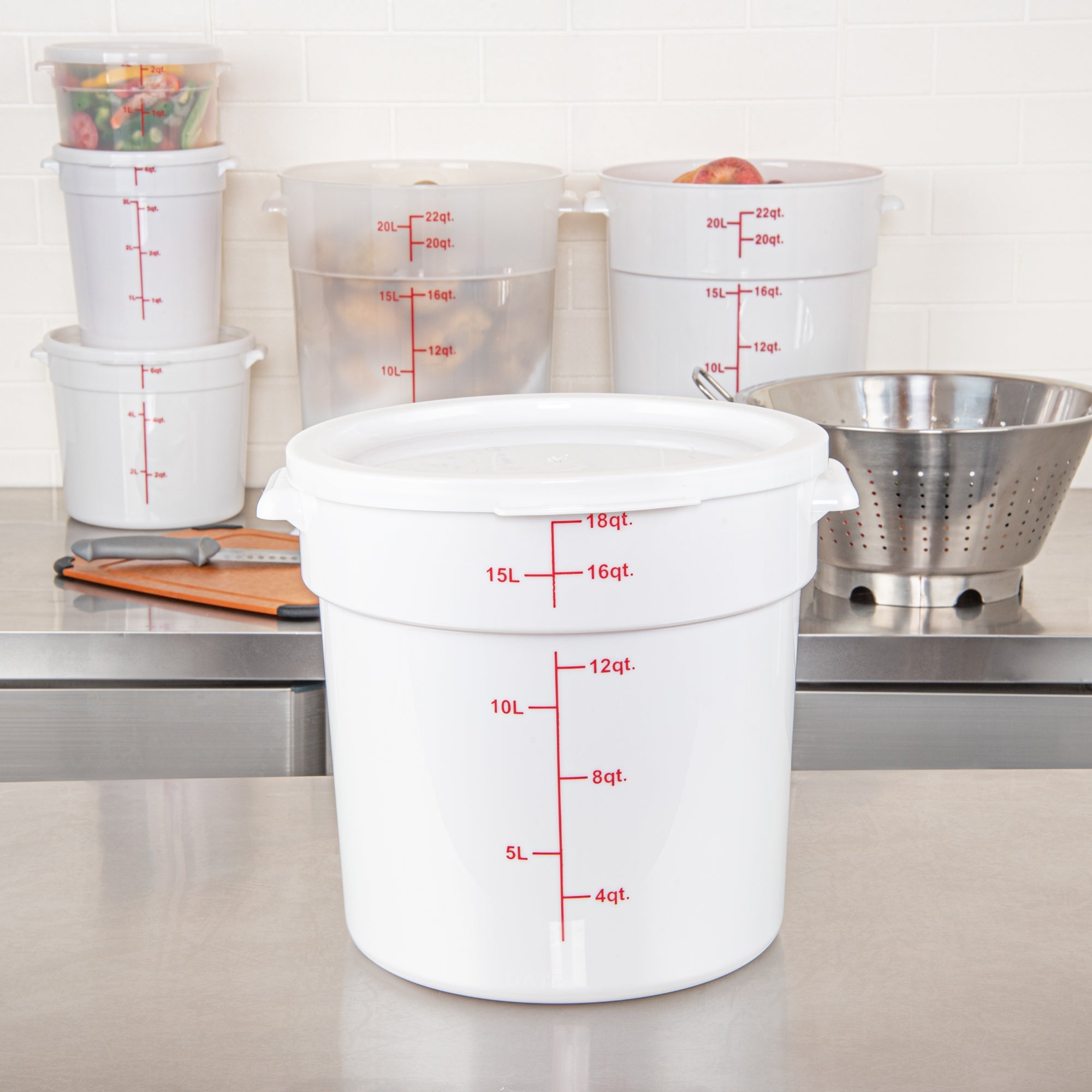 Met Lux Round White Plastic Food Storage Container Lid - Fits 12, 18 and 22 qt - 1 count box