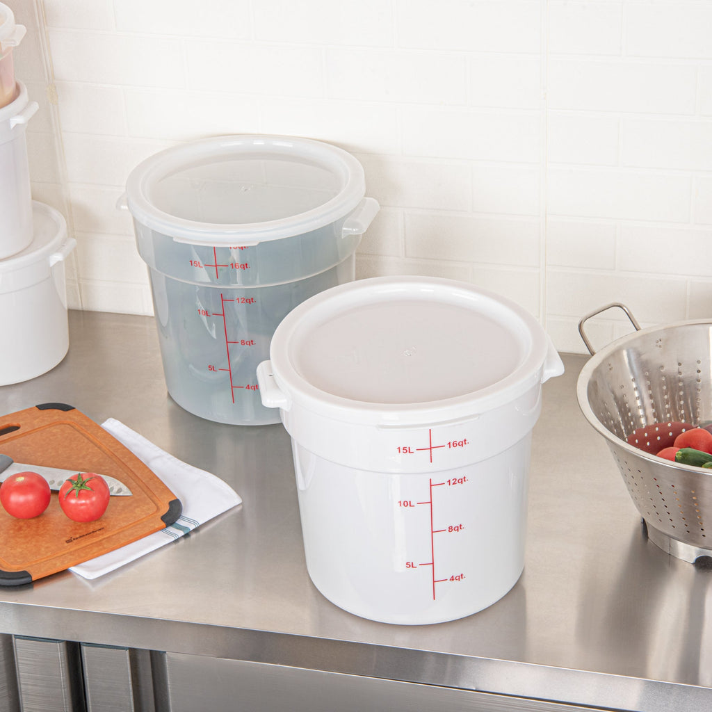 Met Lux Round White Plastic Food Storage Container Lid - Fits 12, 18 and 22 qt - 1 count box