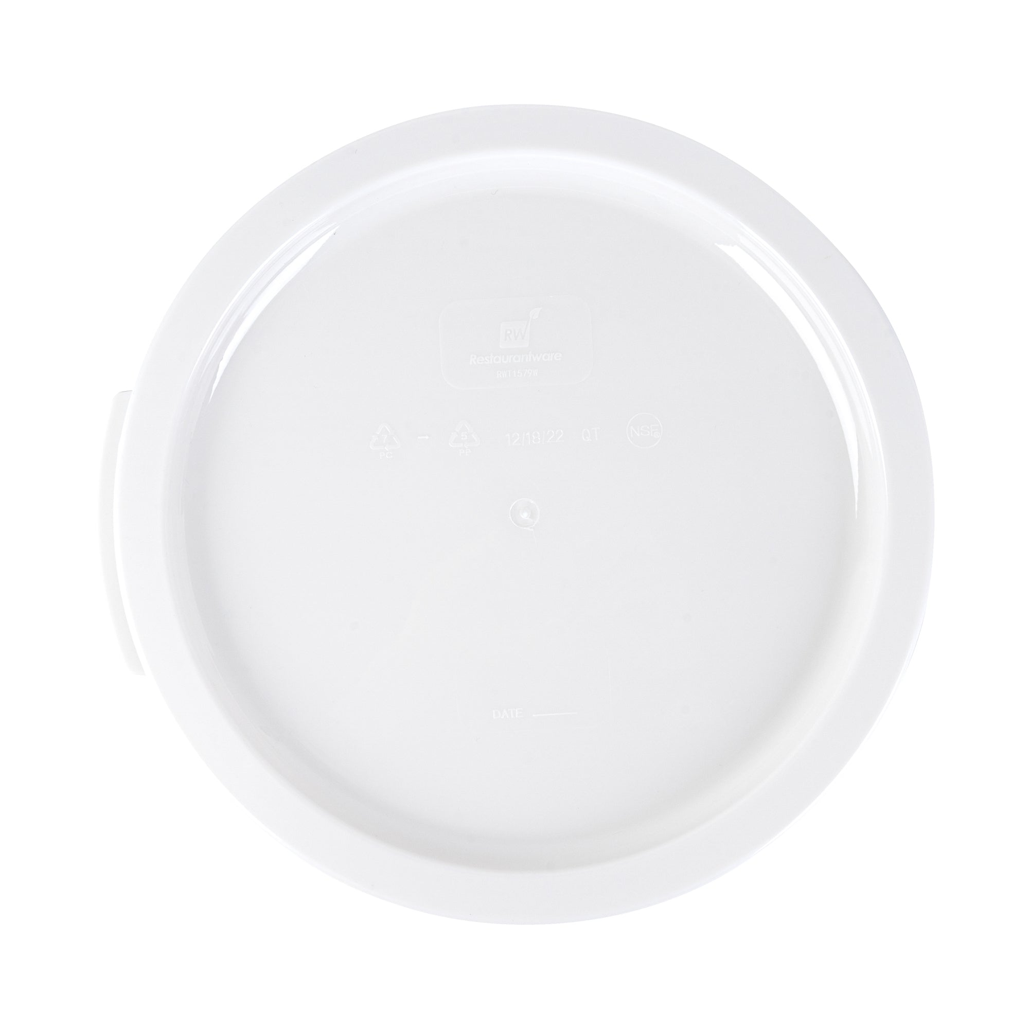 Met Lux Round White Plastic Food Storage Container Lid - Fits 12, 18 and 22 qt - 10 count box