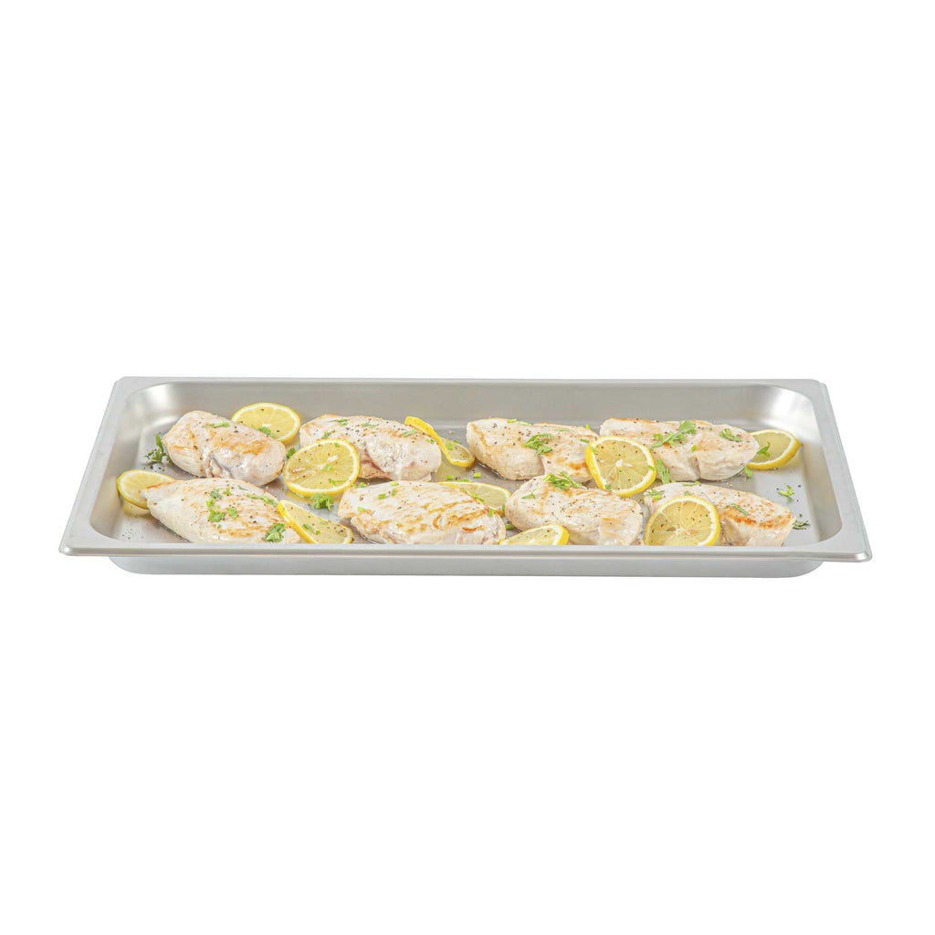 Kitchen Tek Stainless Steel Full Size Steam Table Pan - 1 1/4 Inch Deep, Anti Jam, 24 Gauge - 1 count box