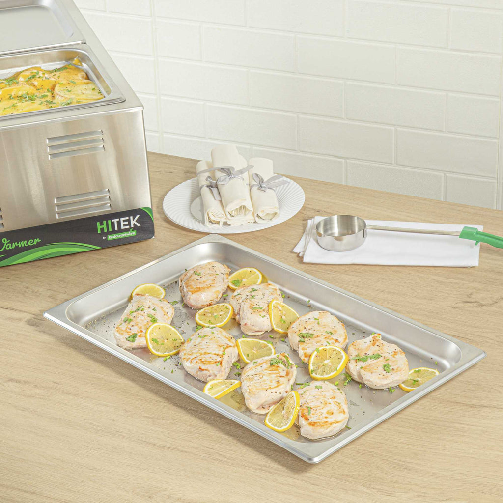 Kitchen Tek Stainless Steel Full Size Steam Table Pan - 1 1/4 Inch Deep, Anti Jam, 24 Gauge - 1 count box