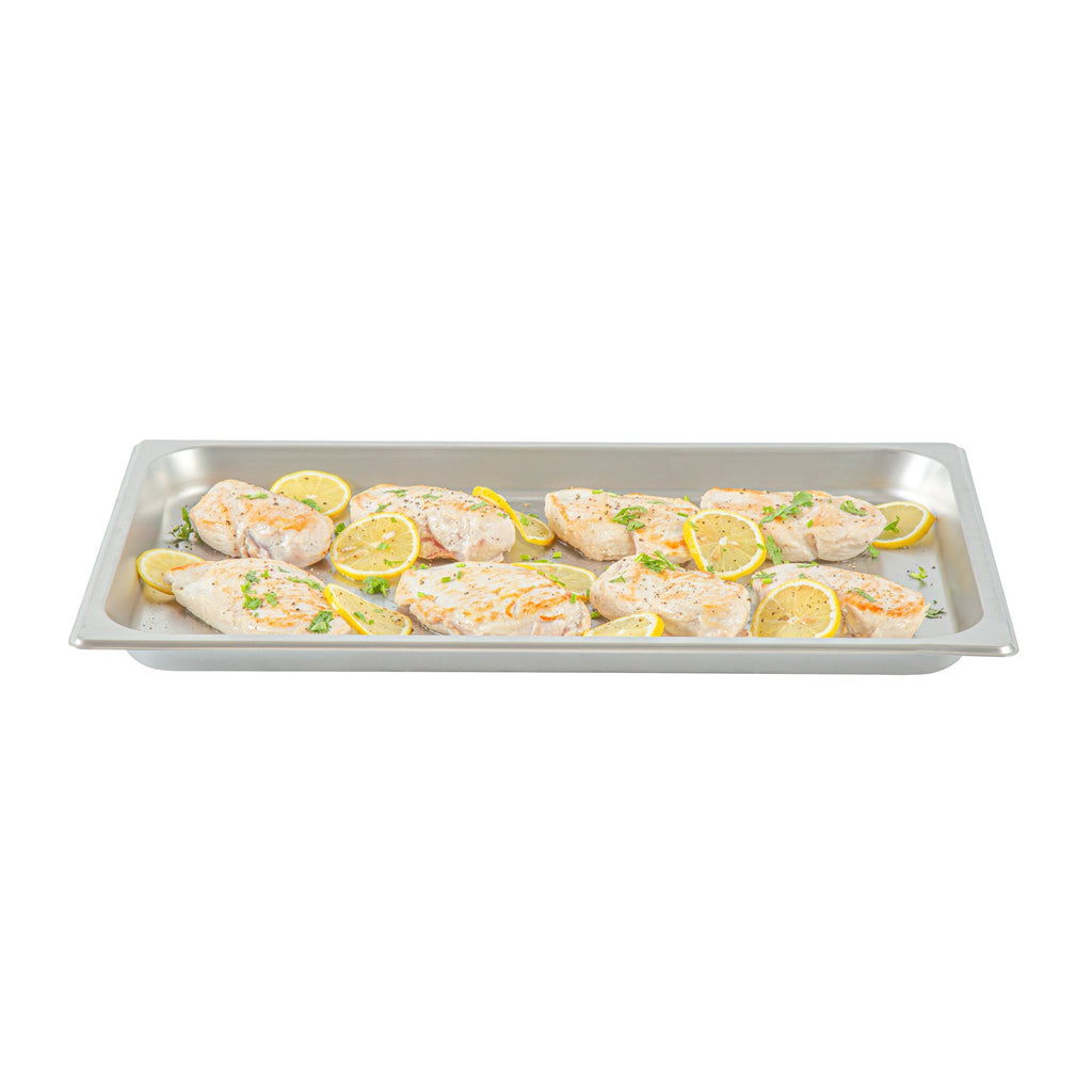 Kitchen Tek Stainless Steel Full Size Steam Table Pan - 1 1/4 Inch Deep, Anti Jam, 24 Gauge - 12 count box