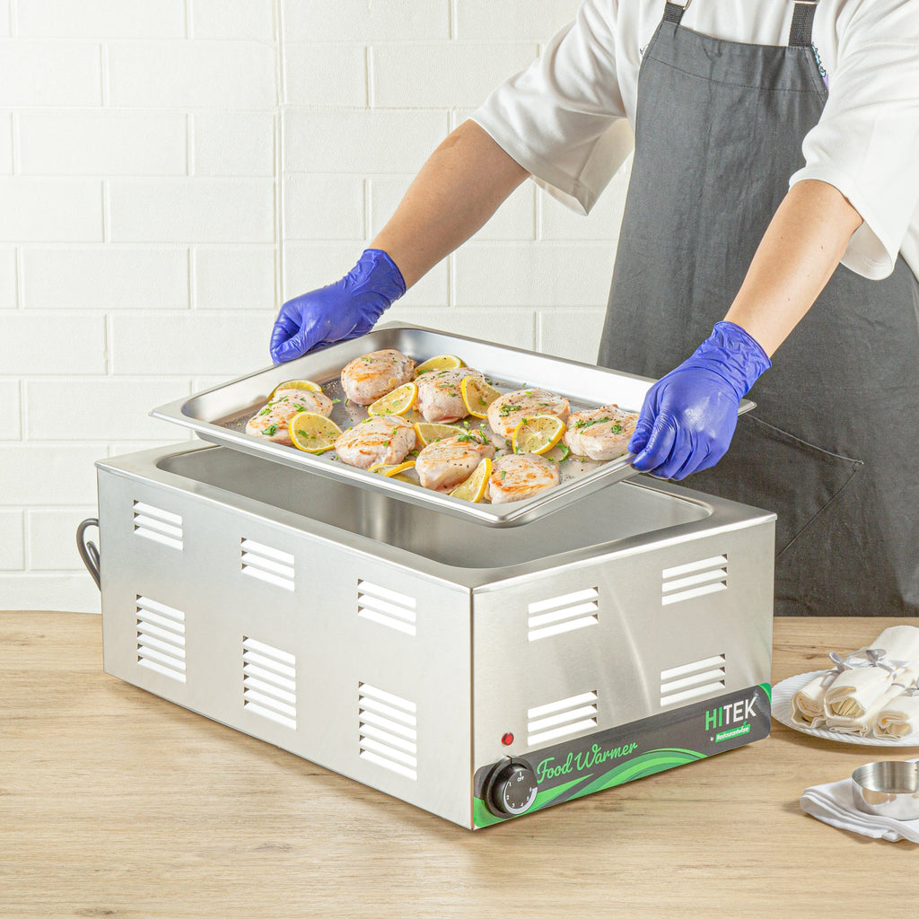 Kitchen Tek Stainless Steel Full Size Steam Table Pan - 1 1/4 Inch Deep, Anti Jam, 24 Gauge - 12 count box