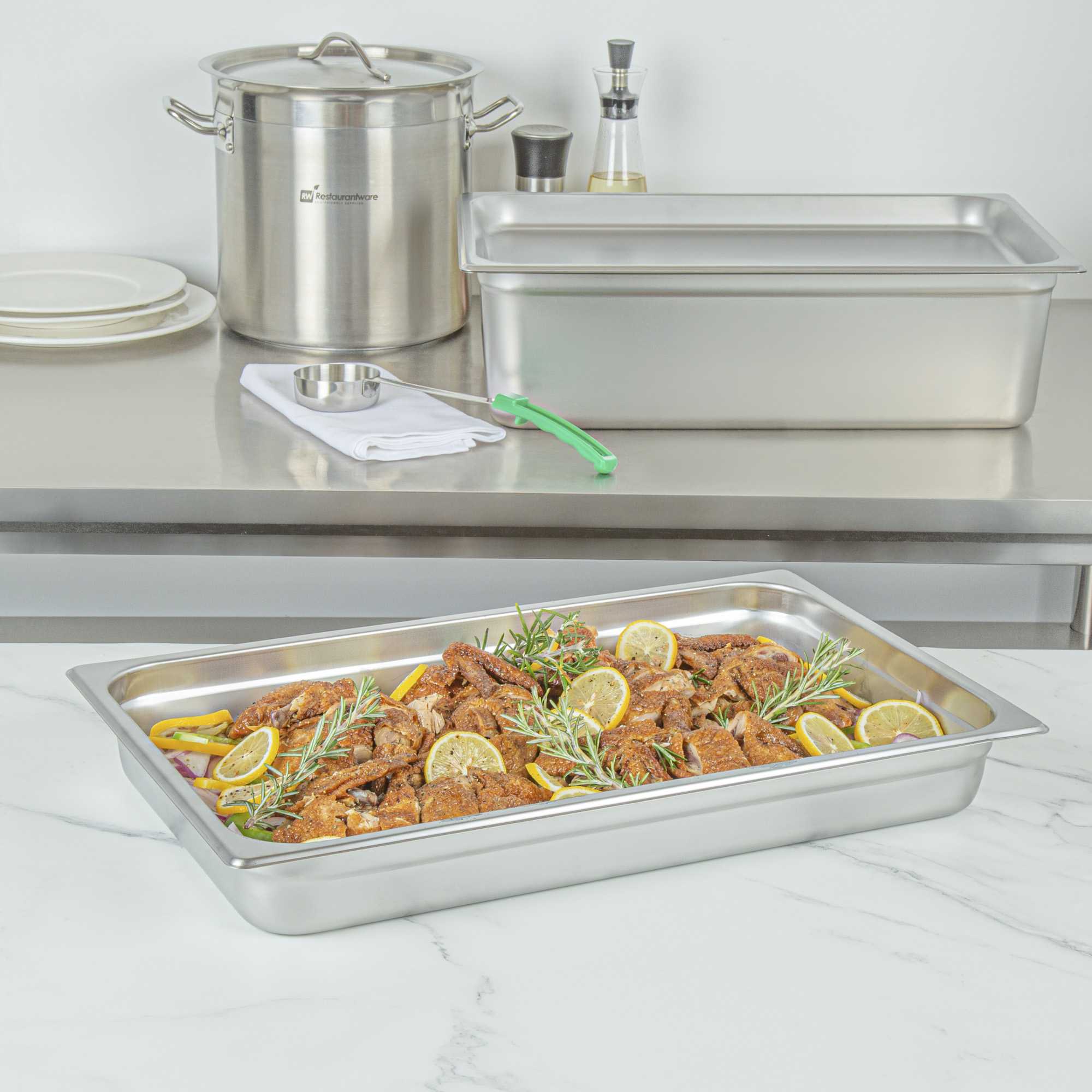 Kitchen Tek Stainless Steel Full Size Steam Table Pan - 2 1/2 Inch Deep, Anti Jam, 24 Gauge - 1 count box