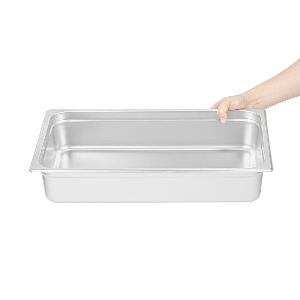 Kitchen Tek Stainless Steel Full Size Steam Table Pan - 4 Inch Deep, Anti Jam, 24 Gauge - 6 count box