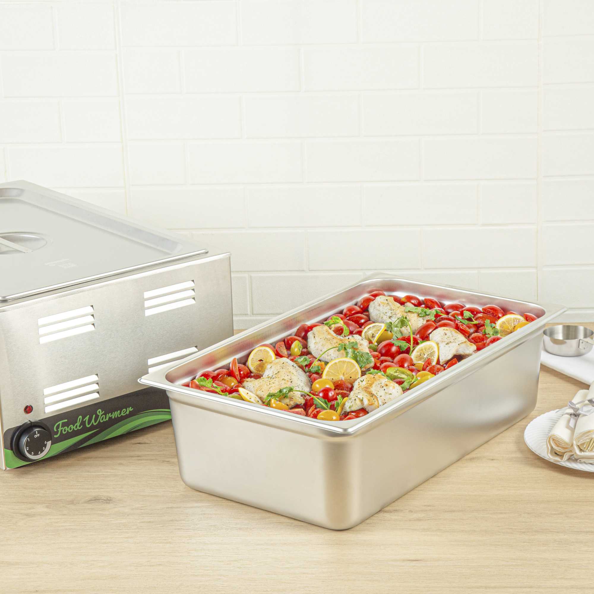 Kitchen Tek Stainless Steel Full Size Steam Table Pan - 6 Inch Deep, Anti Jam, 24 Gauge - 1 count box