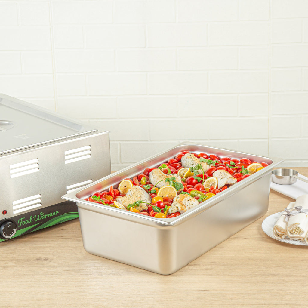 Kitchen Tek Stainless Steel Full Size Steam Table Pan - 6 Inch Deep, Anti Jam, 24 Gauge - 6 count box