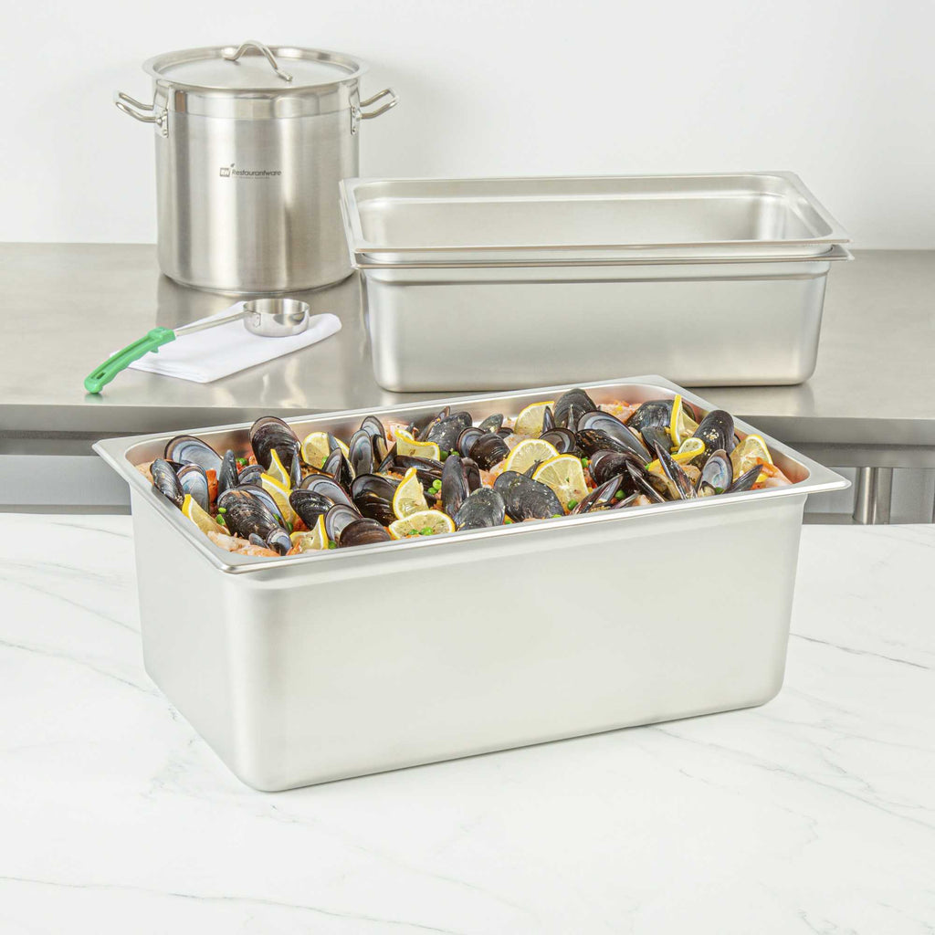 Kitchen Tek Stainless Steel Full Size Steam Table Pan - 8 Inch Deep, Anti Jam, 24 Gauge - 1 count box
