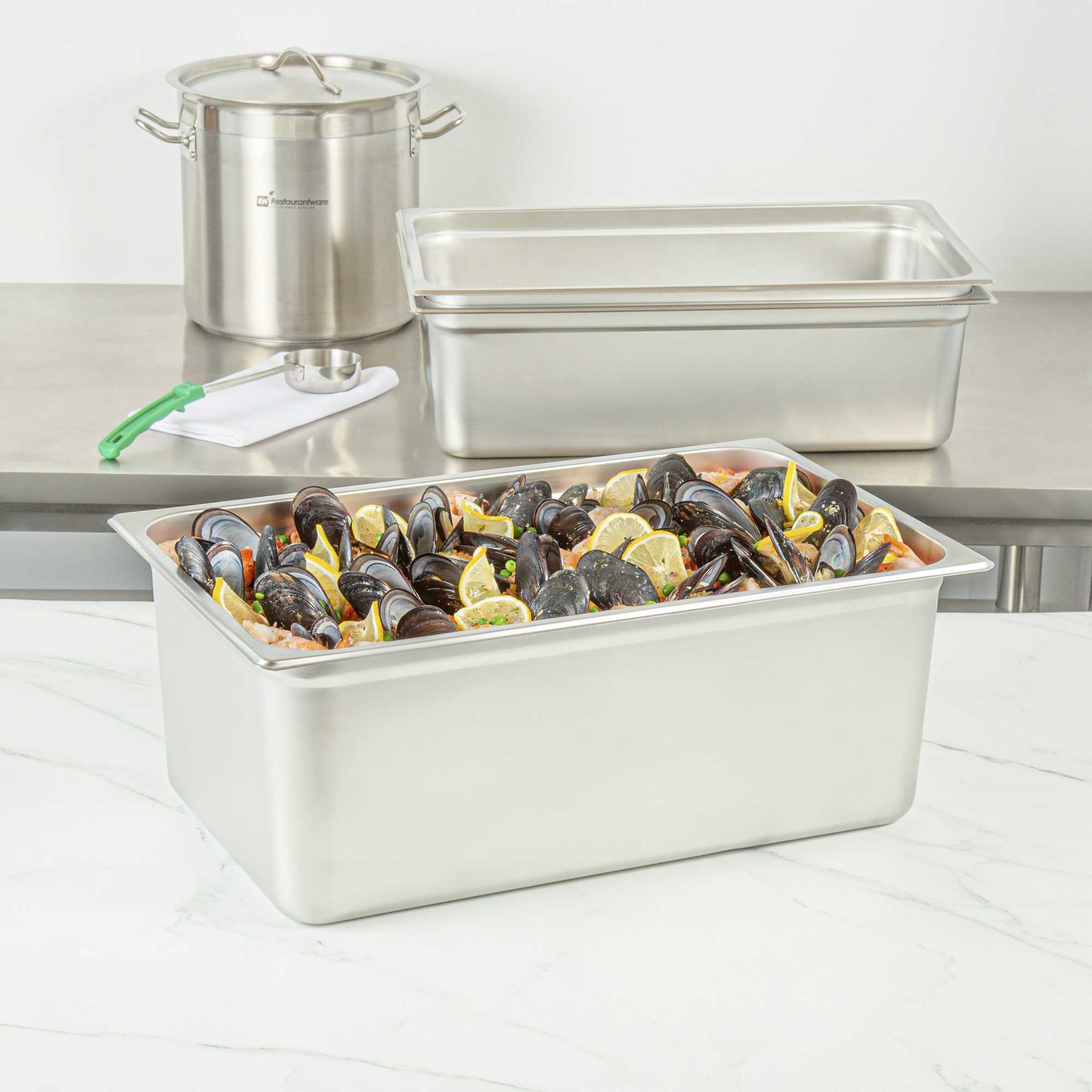 Kitchen Tek Stainless Steel Full Size Steam Table Pan - 8 Inch Deep, Anti Jam, 24 Gauge - 1 count box