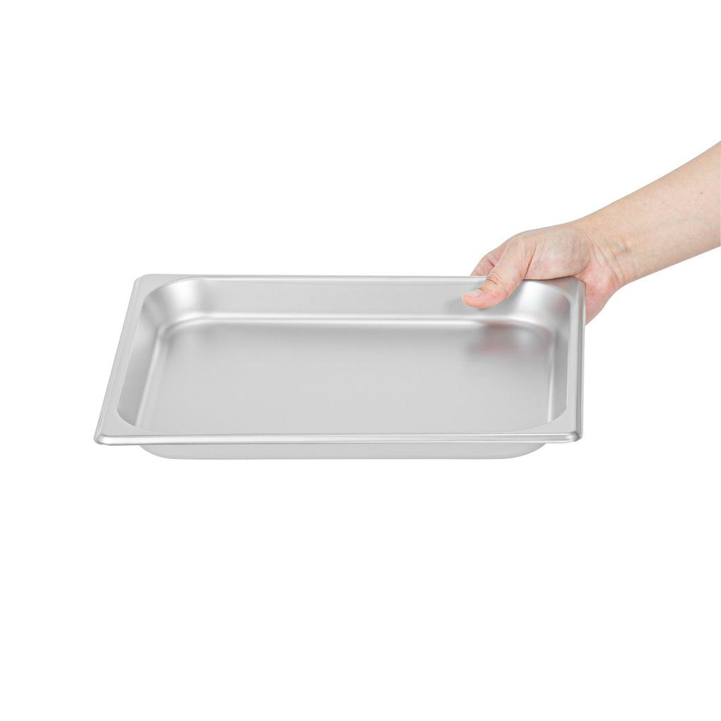 Kitchen Tek Stainless Steel 1/2 Size Steam Table Pan - 1 1/4 Inch Deep, Anti Jam, 24 Gauge - 12 count box