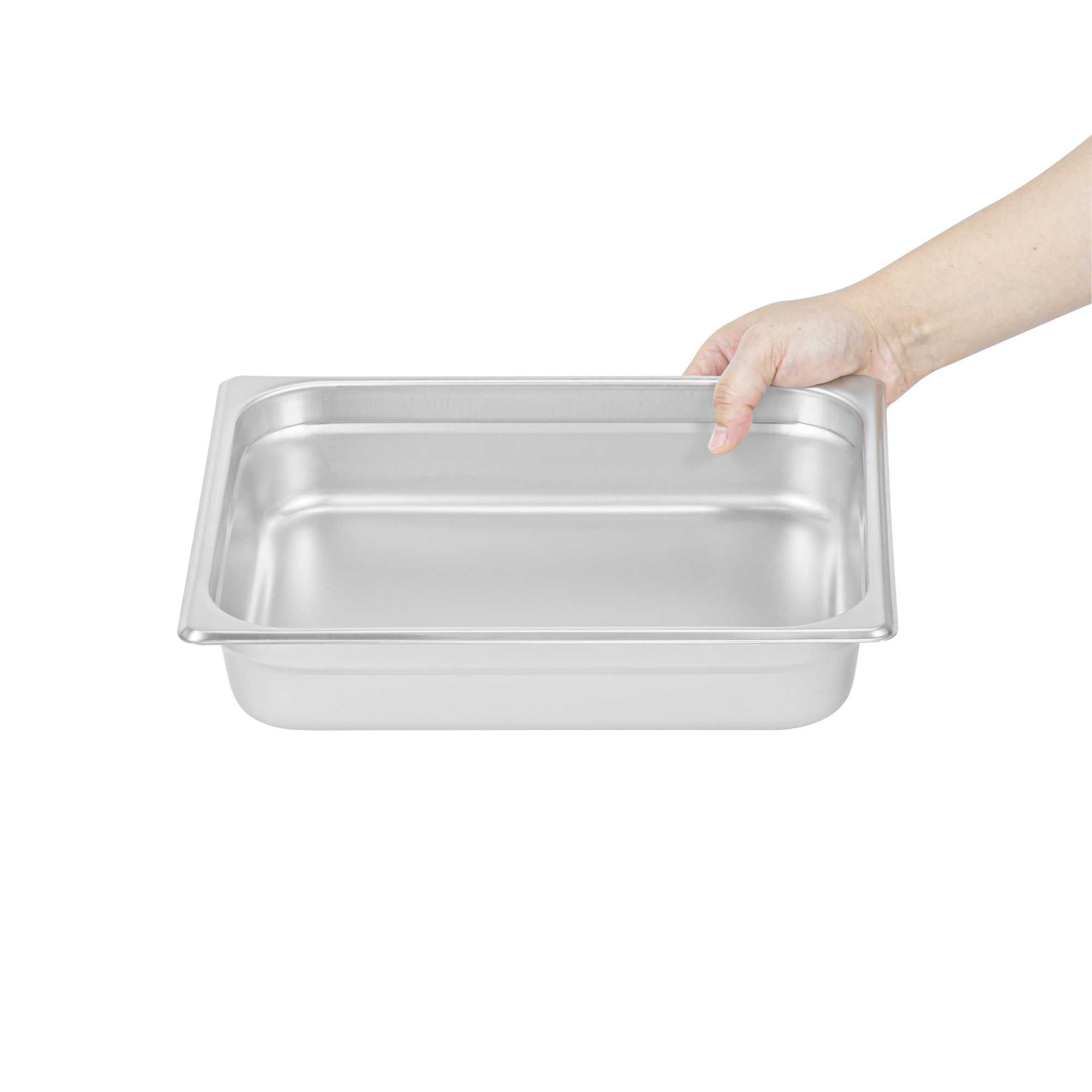 Kitchen Tek Stainless Steel 1/2 Size Steam Table Pan - 2 1/2 Inch Deep, Anti Jam, 24 Gauge - 1 count box