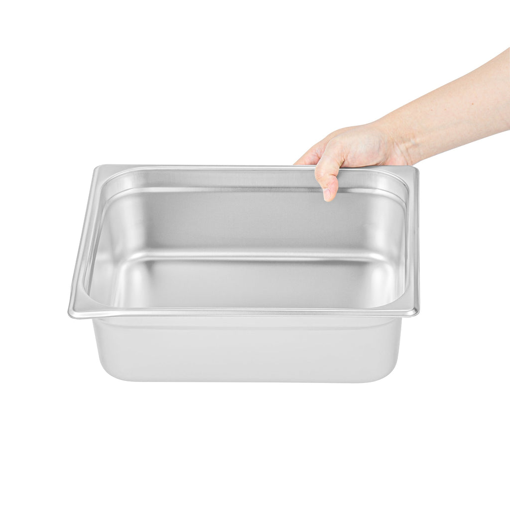 Kitchen Tek Stainless Steel 1/2 Size Steam Table Pan - 4 Inch Deep, Anti Jam, 24 Gauge - 6 count box