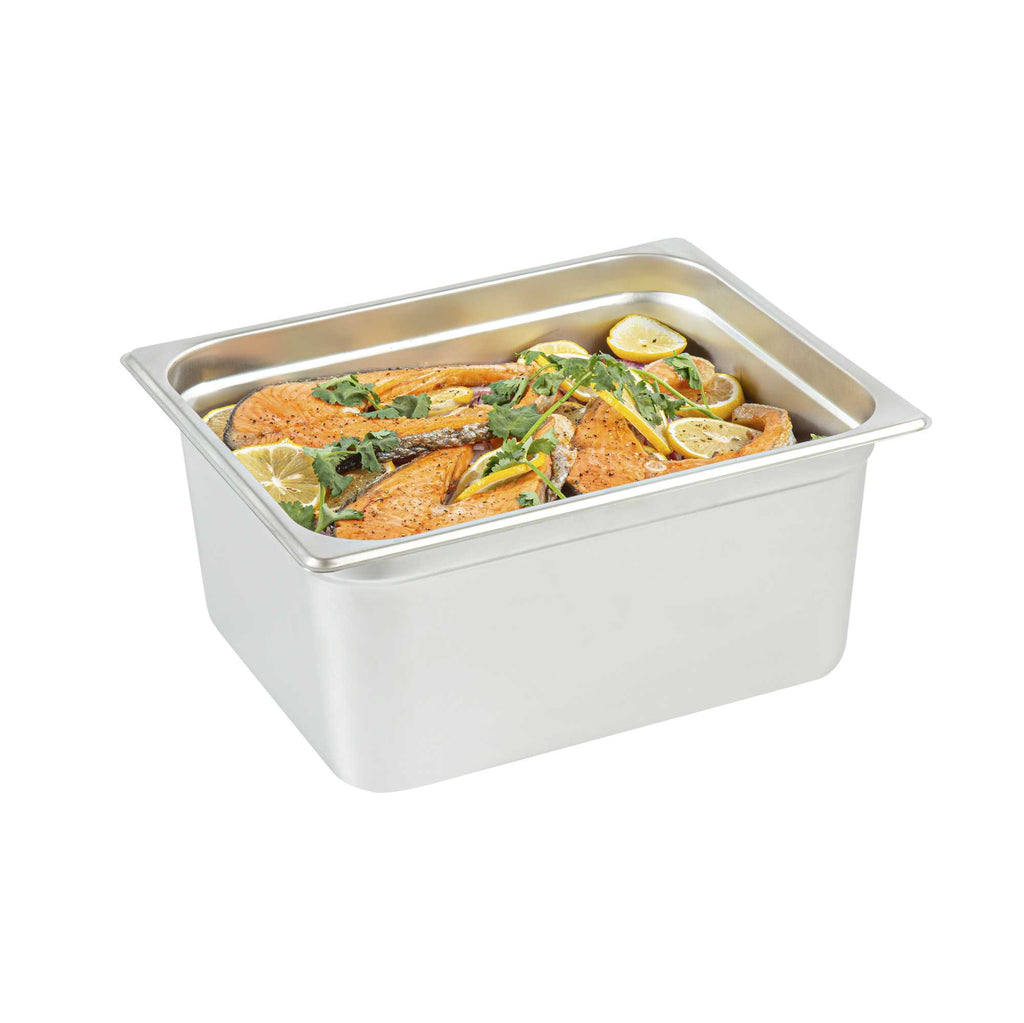 Kitchen Tek Stainless Steel 1/2 Size Steam Table Pan - 6 Inch Deep, Anti Jam, 24 Gauge - 1 count box