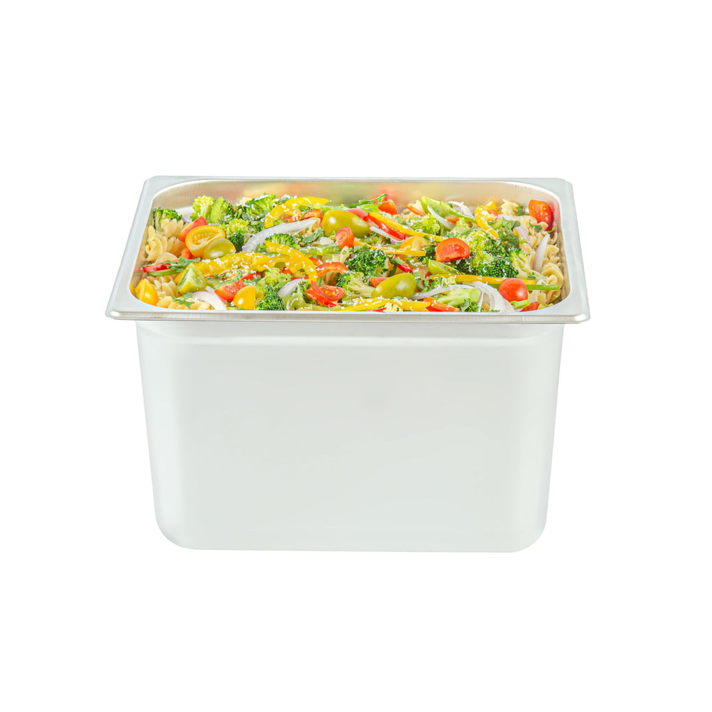 Kitchen Tek Stainless Steel 1/2 Size Steam Table Pan - 8 Inch Deep, Anti Jam, 24 Gauge - 6 count box