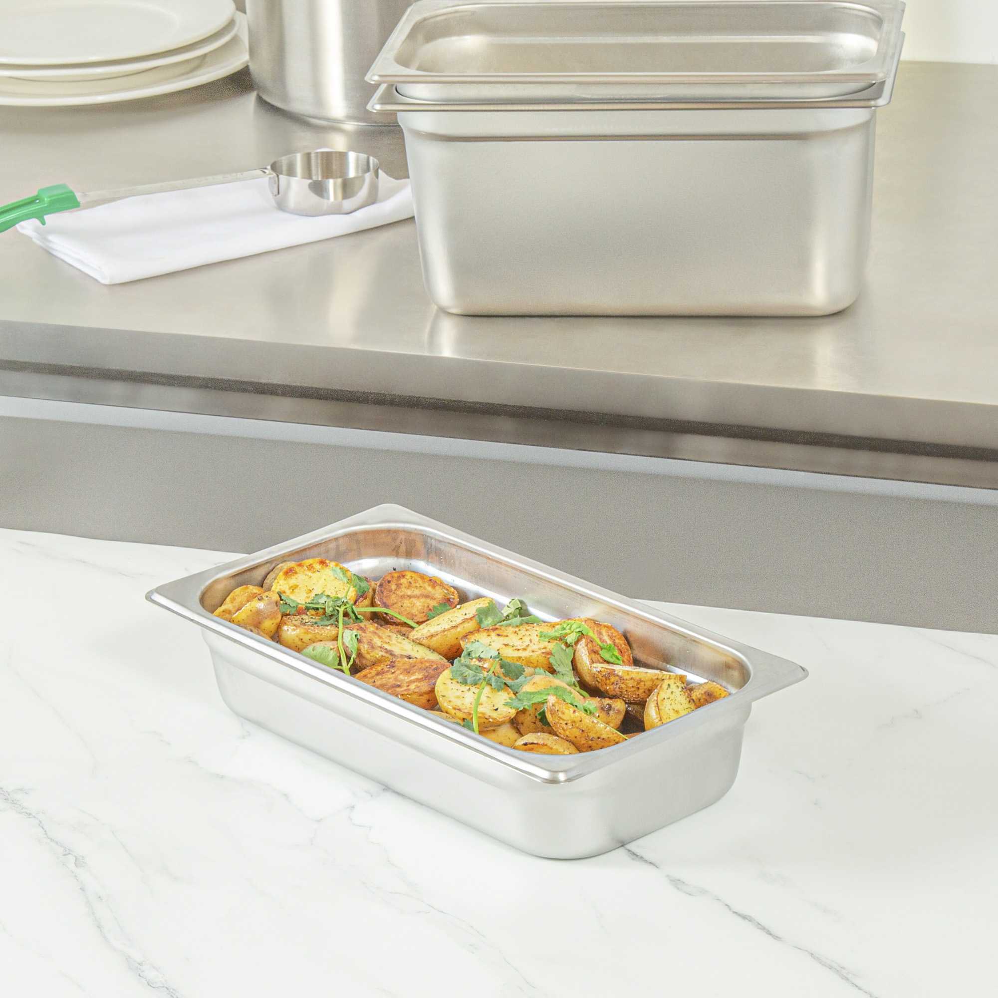 Kitchen Tek Stainless Steel 1/3 Size Steam Table Pan - 2 1/2 Inch Deep, Anti Jam, 24 Gauge - 1 count box