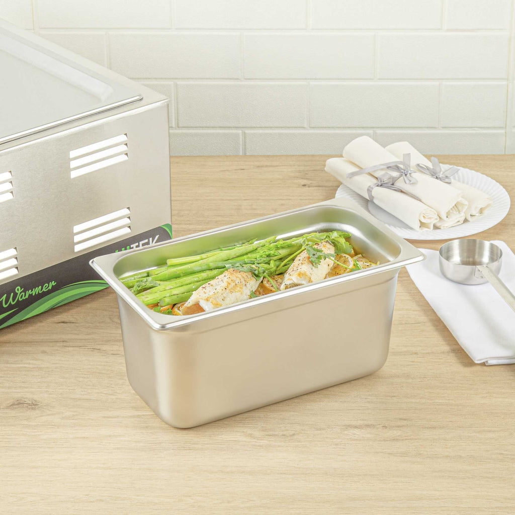 Kitchen Tek Stainless Steel 1/3 Size Steam Table Pan - 6 Inch Deep, Anti Jam, 24 Gauge - 1 count box