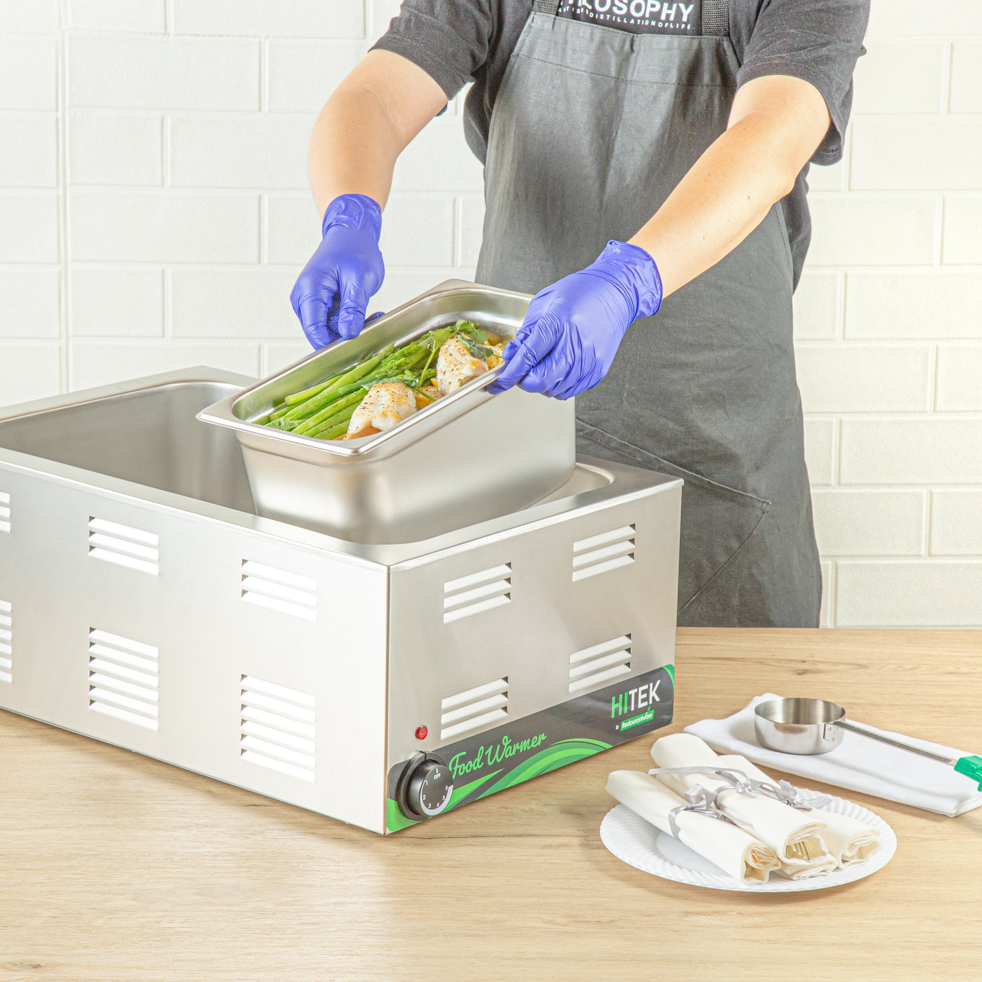 Kitchen Tek Stainless Steel 1/3 Size Steam Table Pan - 6 Inch Deep, Anti Jam, 24 Gauge - 12 count box