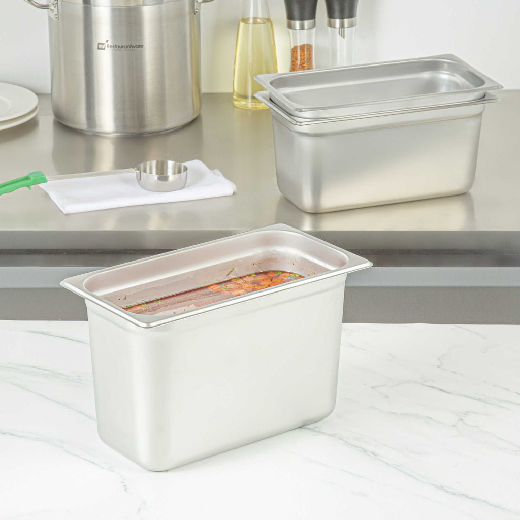 Kitchen Tek Stainless Steel 1/3 Size Steam Table Pan - 8 Inch Deep, Anti Jam, 24 Gauge - 1 count box