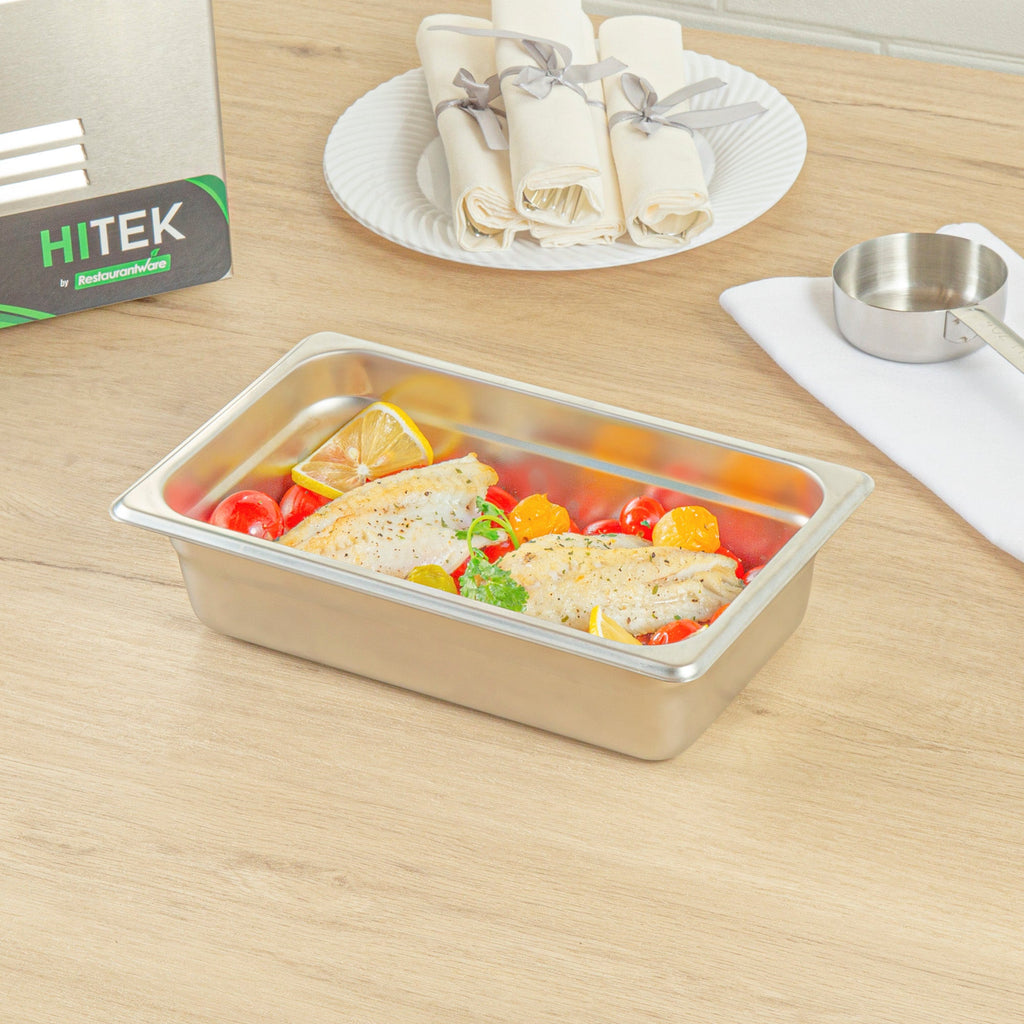 Kitchen Tek Stainless Steel 1/4 Size Steam Table Pan - 2 1/2 Inch Deep, Anti Jam, 24 Gauge - 1 count box