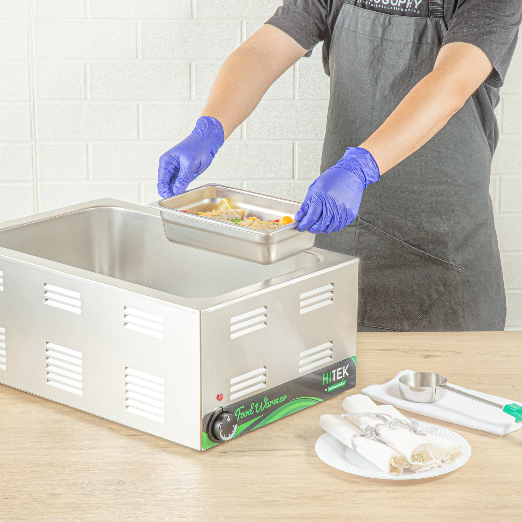 Kitchen Tek Stainless Steel 1/4 Size Steam Table Pan - 2 1/2 Inch Deep, Anti Jam, 24 Gauge - 12 count box