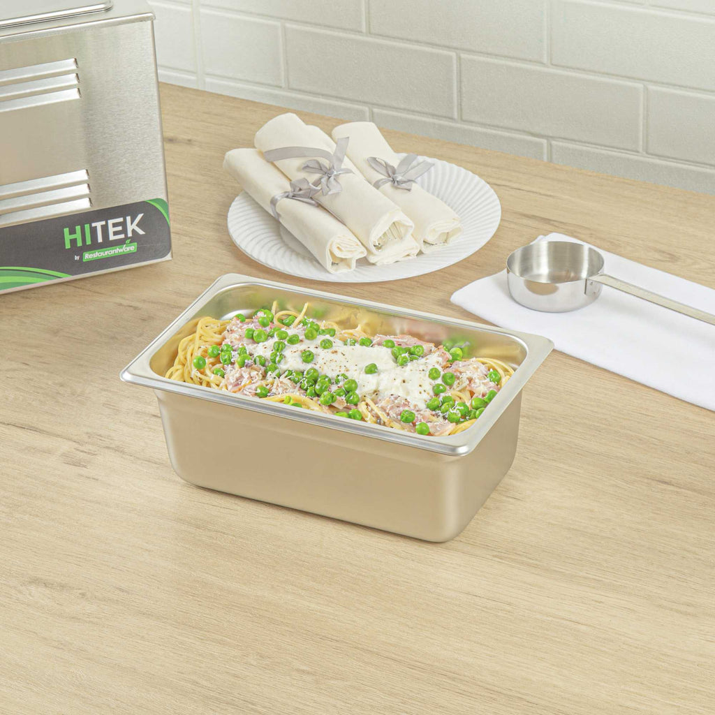 Kitchen Tek Stainless Steel 1/4 Size Steam Table Pan - 4 Inch Deep, Anti Jam, 24 Gauge - 1 count box