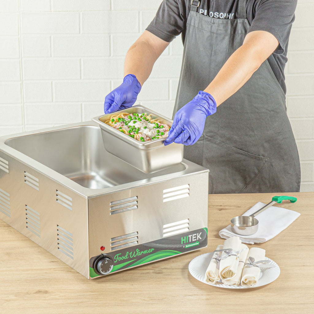 Kitchen Tek Stainless Steel 1/4 Size Steam Table Pan - 4 Inch Deep, Anti Jam, 24 Gauge - 12 count box