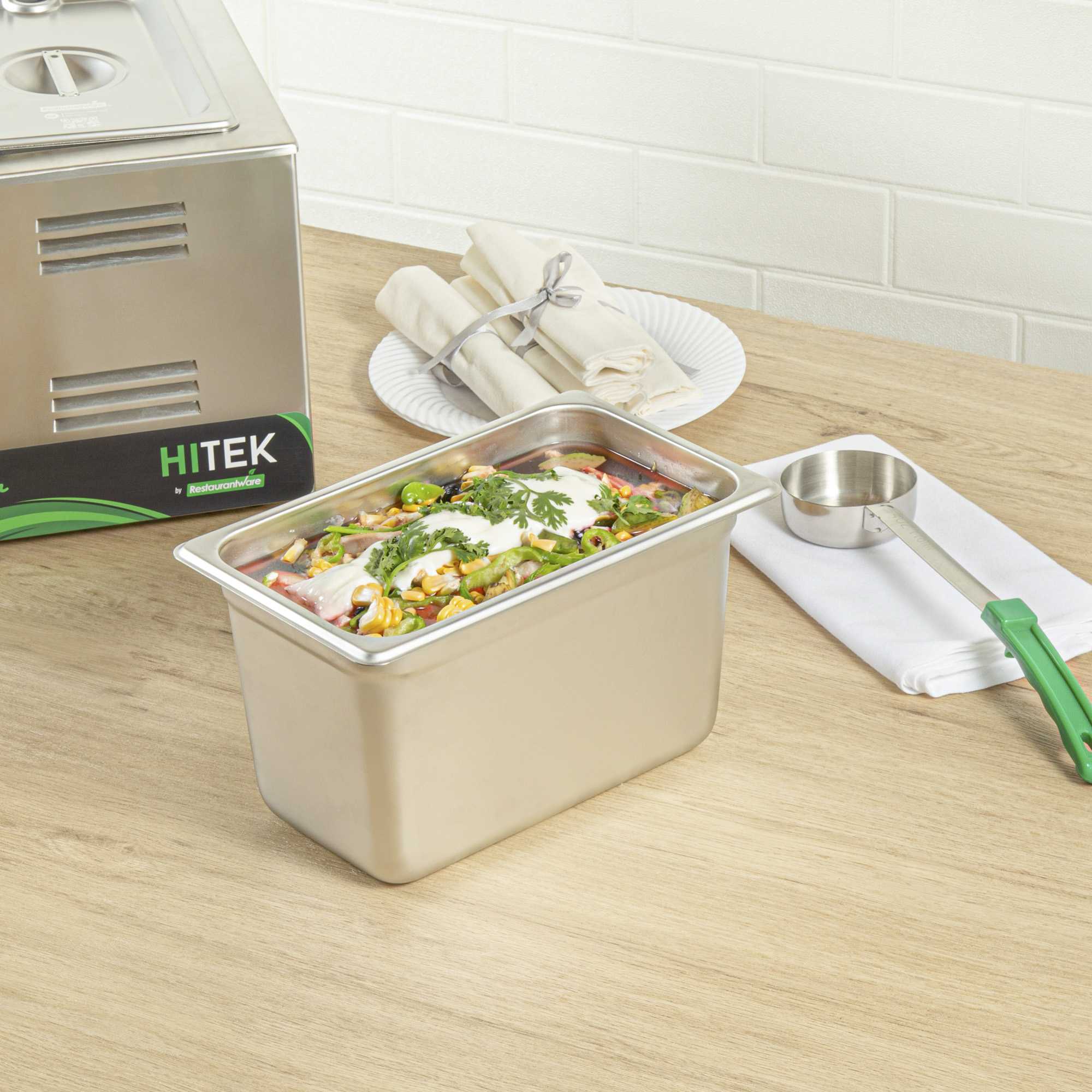 Kitchen Tek Stainless Steel 1/4 Size Steam Table Pan - 6 Inch Deep, Anti Jam, 24 Gauge - 1 count box