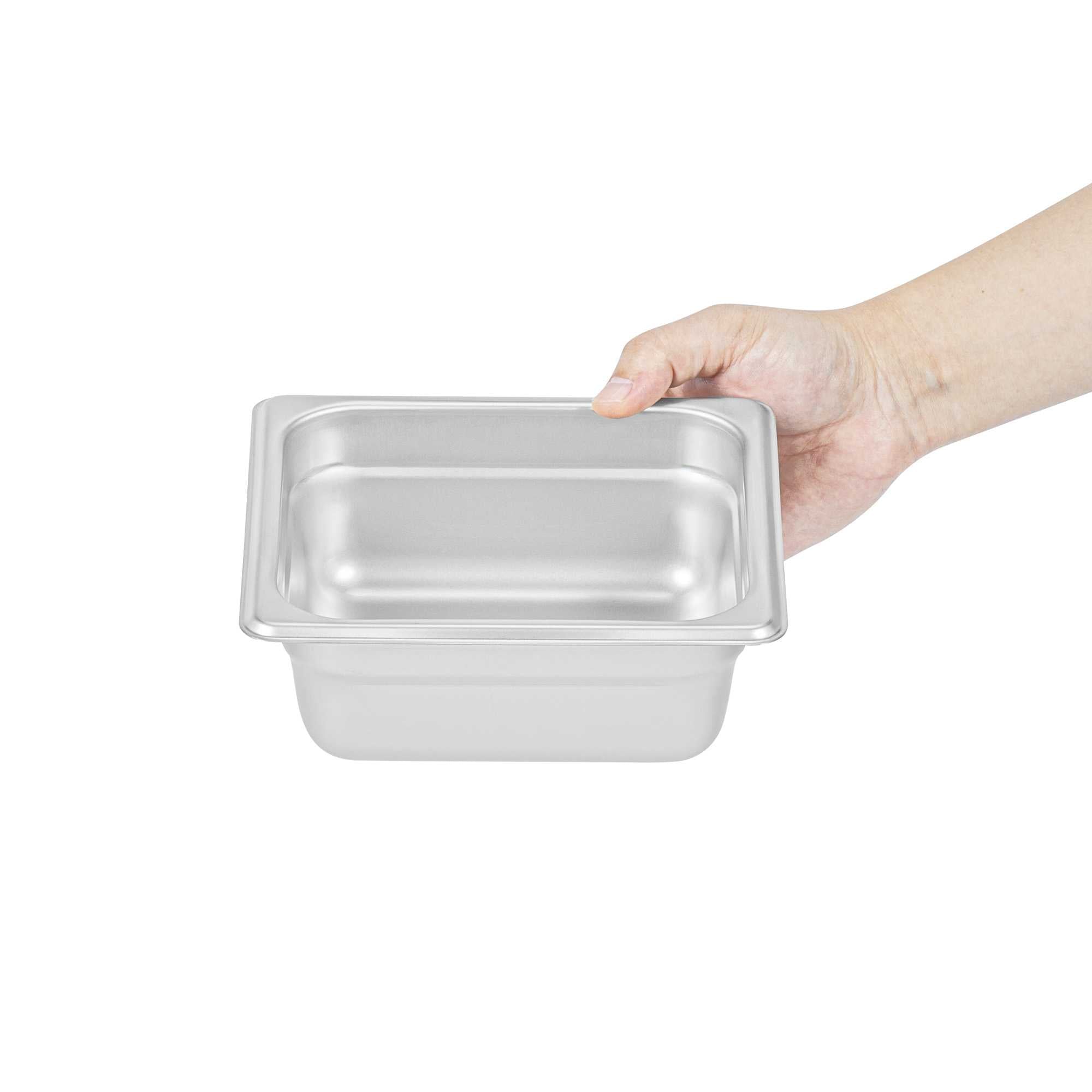 Kitchen Tek Stainless Steel 1/6 Size Steam Table Pan - 2 1/2 Inch Deep, Anti Jam, 24 Gauge - 1 count box