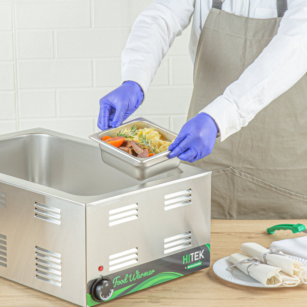 Kitchen Tek Stainless Steel 1/6 Size Steam Table Pan - 2 1/2 Inch Deep, Anti Jam, 24 Gauge - 12 count box