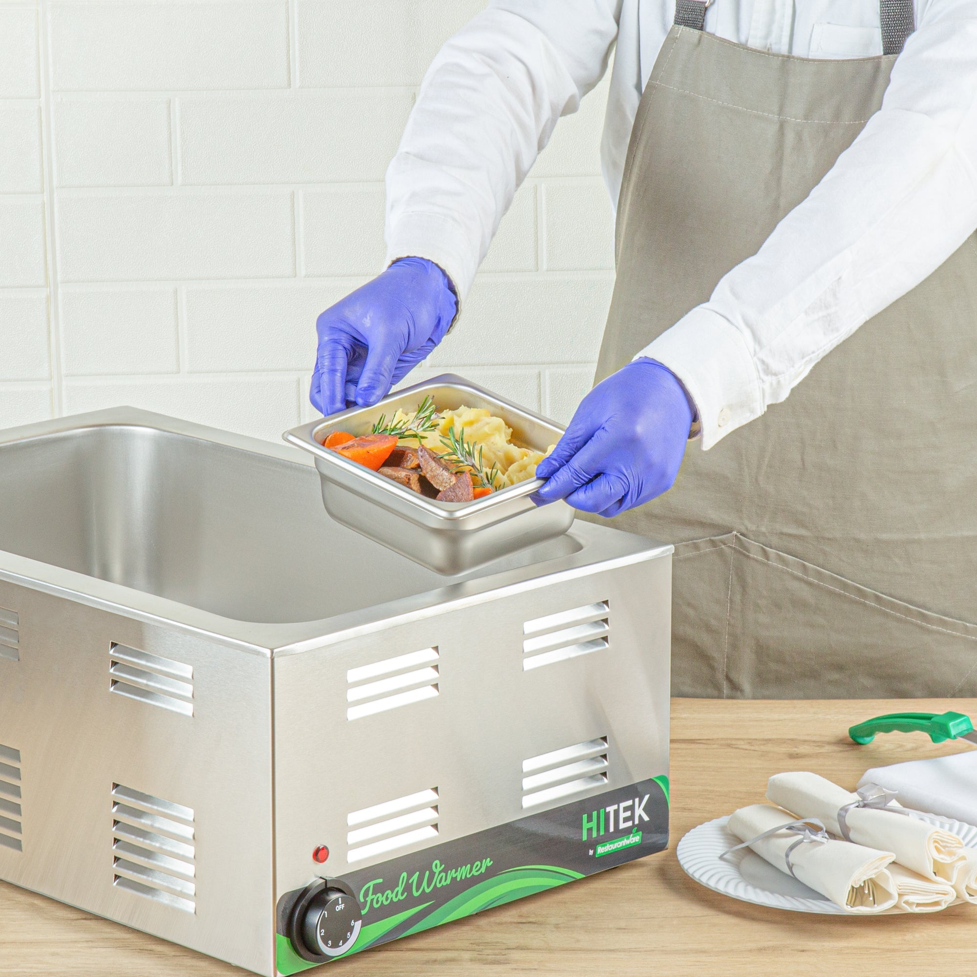 Kitchen Tek Stainless Steel 1/6 Size Steam Table Pan - 2 1/2 Inch Deep, Anti Jam, 24 Gauge - 12 count box