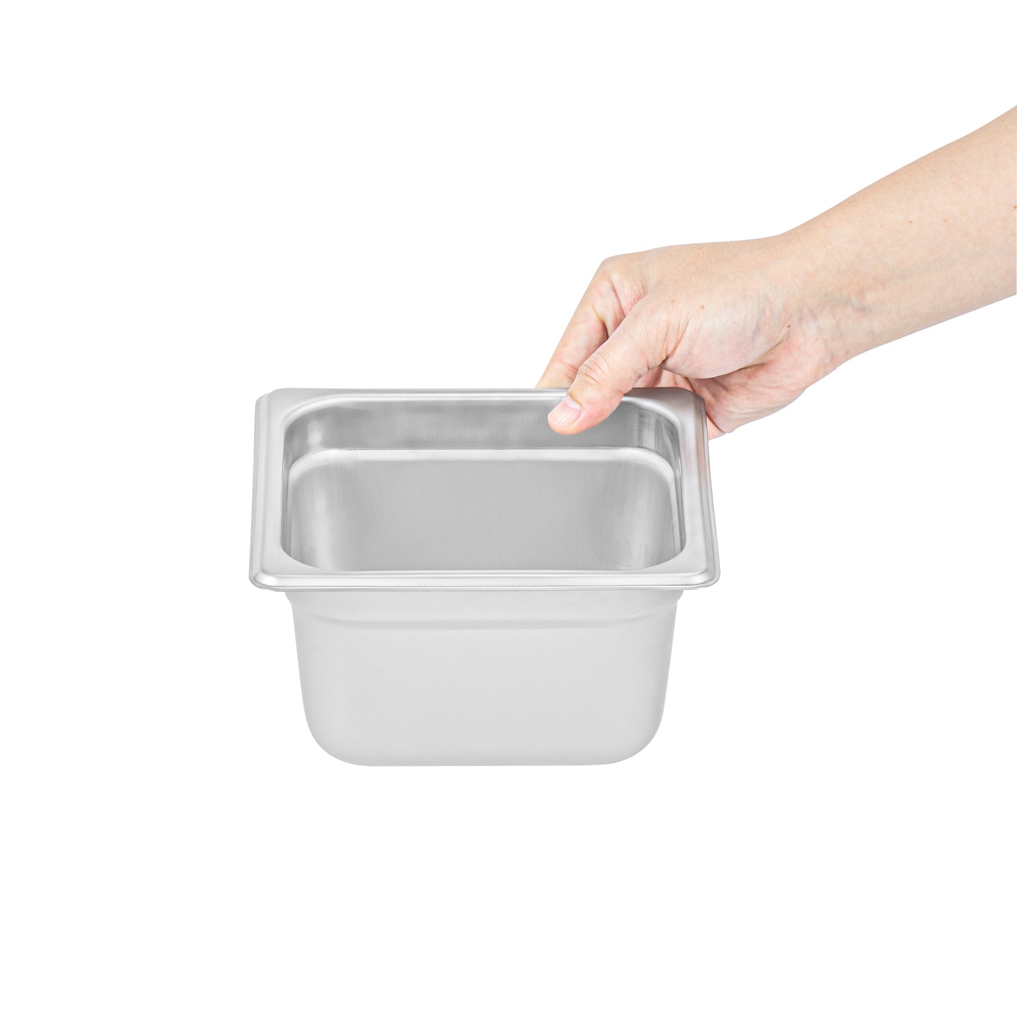 Kitchen Tek Stainless Steel 1/6 Size Steam Table Pan - 4 Inch Deep, Anti Jam, 24 Gauge - 12 count box