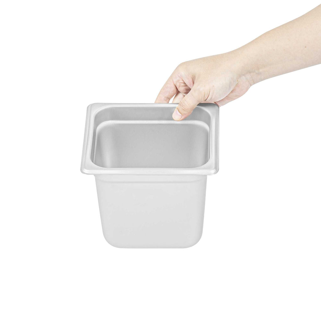 Kitchen Tek Stainless Steel 1/6 Size Steam Table Pan - 6 Inch Deep, Anti Jam, 24 Gauge - 1 count box