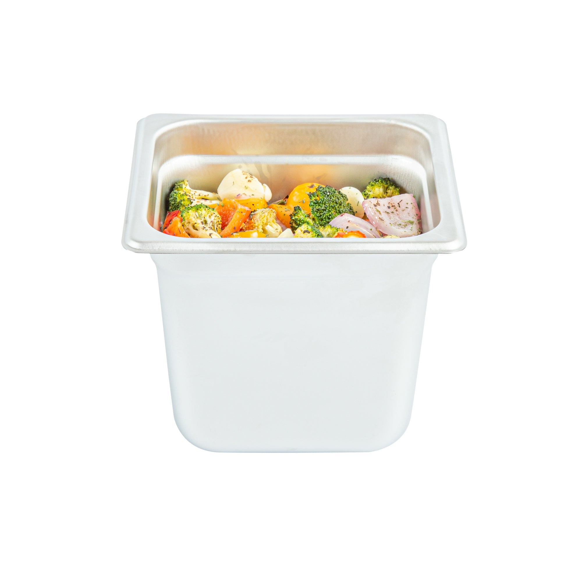 Kitchen Tek Stainless Steel 1/6 Size Steam Table Pan - 6 Inch Deep, Anti Jam, 24 Gauge - 12 count box