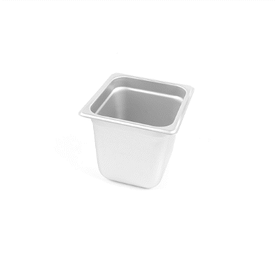 Kitchen Tek Stainless Steel 1/6 Size Steam Table Pan - 6 Inch Deep, Anti Jam, 24 Gauge - 12 count box
