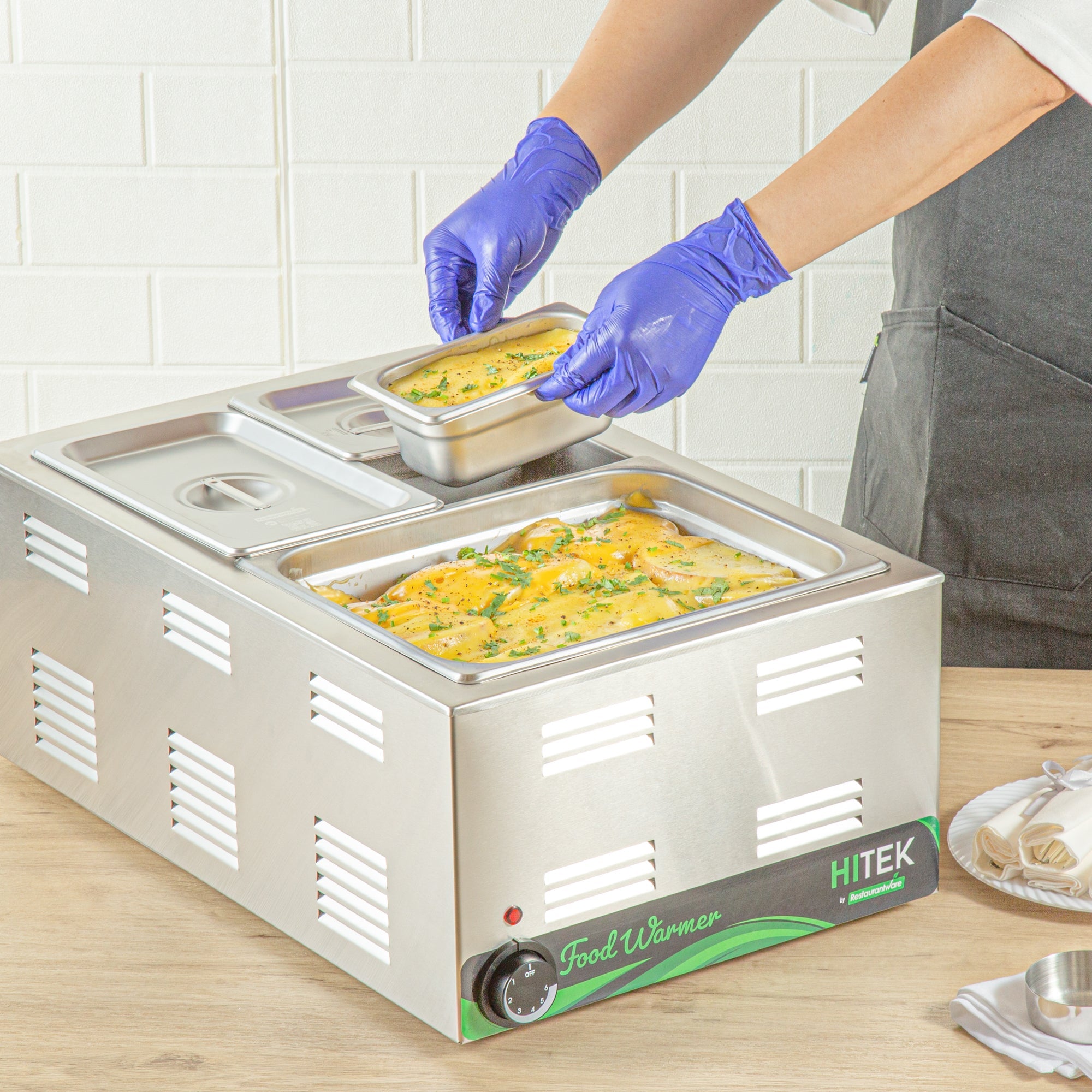 Kitchen Tek Stainless Steel 1/9 Size Steam Table Pan - 2 1/2 Inch Deep, Anti Jam, 24 Gauge - 12 count box