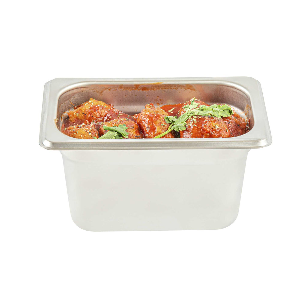 Kitchen Tek Stainless Steel 1/9 Size Steam Table Pan - 4 Inch Deep, Anti Jam, 24 Gauge - 1 count box